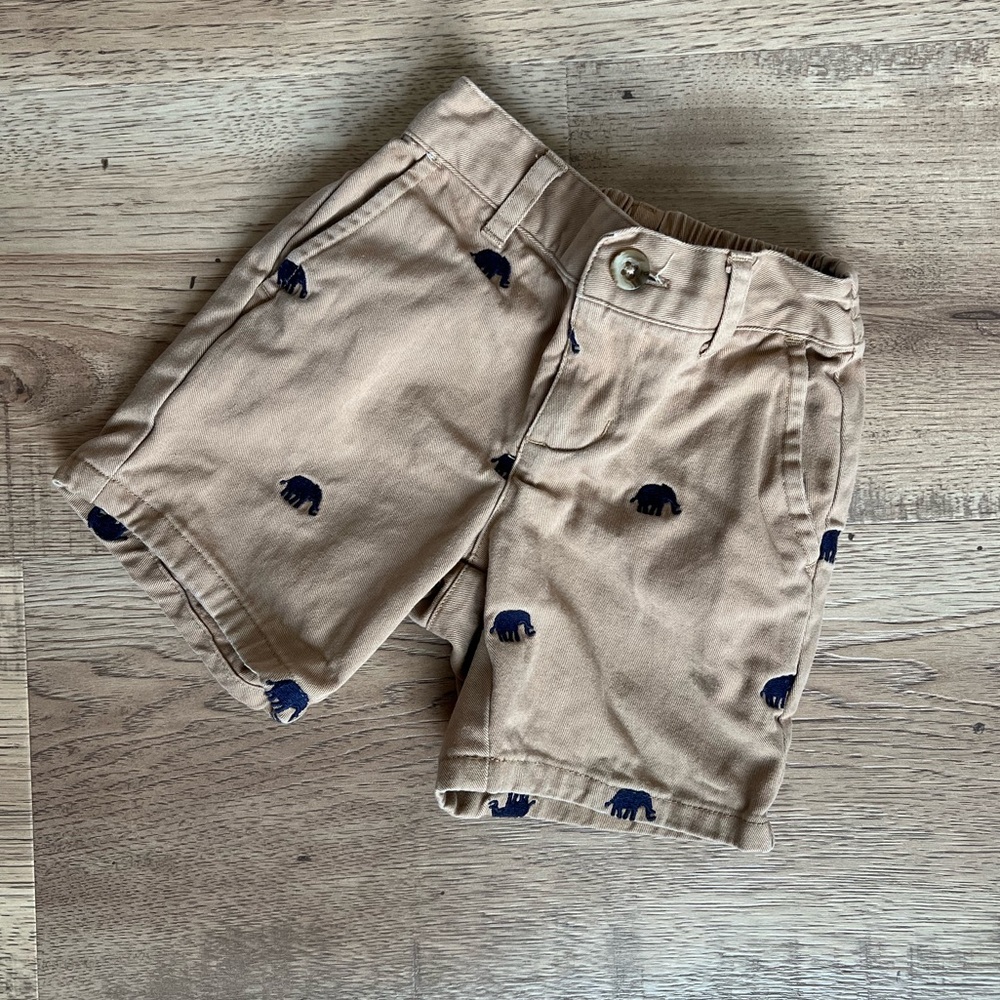 6-12M Janie & Jack Boys Embroidered All over Elephant Shorts